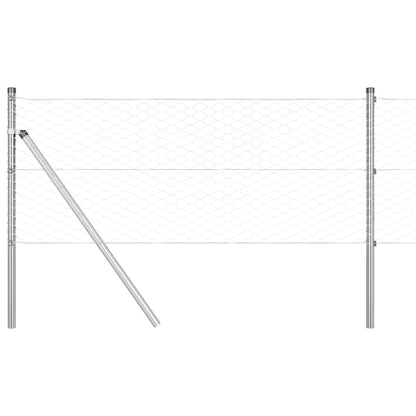 Zaun mit Pfosten Silber 0,6 x 10 m PVC-beschichteter Stahl