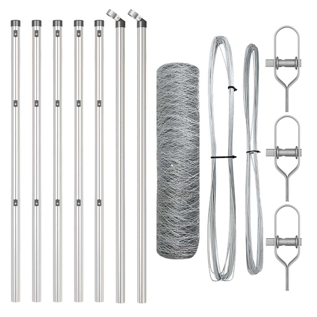 Zaun mit Pfosten Silber 0,6 x 10 m PVC-beschichteter Stahl