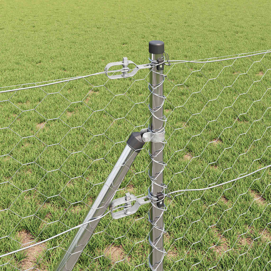 Zaun mit Pfosten Silber 0,6 x 10 m PVC-beschichteter Stahl