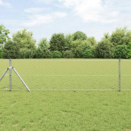 Zaun mit Pfosten Silber 0,6 x 10 m PVC-beschichteter Stahl