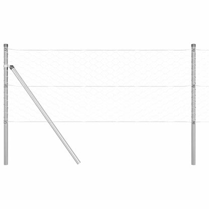 Zaun mit Pfosten Silber 0,6 x 10 m PVC-beschichteter Stahl