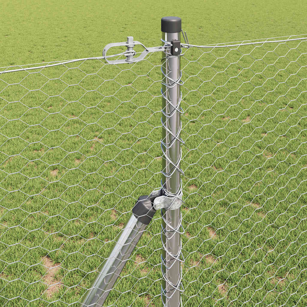 Zaun mit Pfosten Silber 1 x 10 m PVC-beschichteter Stahl