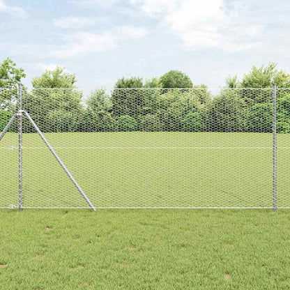 Zaun mit Pfosten Silber 1 x 10 m PVC-beschichteter Stahl