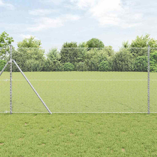 Zaun mit Pfosten Silber 1 x 10 m PVC-beschichteter Stahl