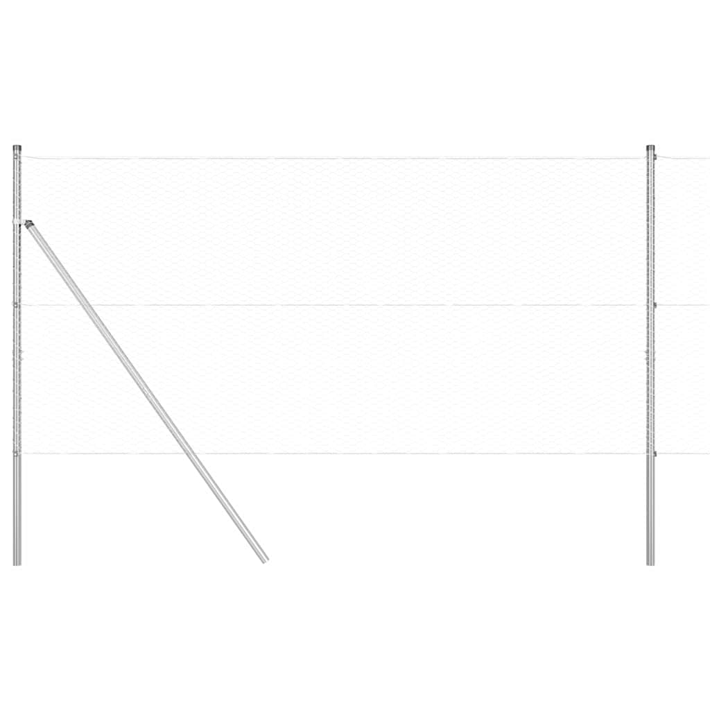 Zaun mit Pfosten Silber 1 x 10 m PVC-beschichteter Stahl