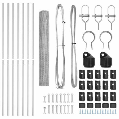Zaun mit Pfosten Silber 1 x 10 m PVC-beschichteter Stahl