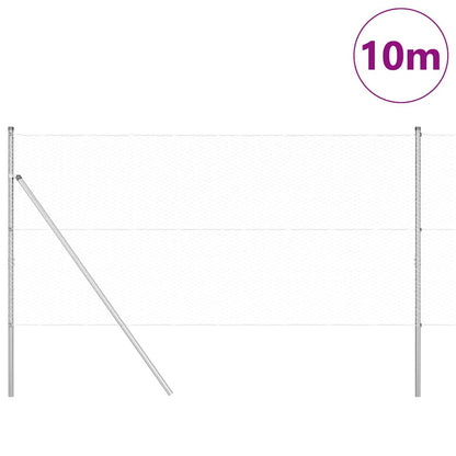 Zaun mit Pfosten Silber 1 x 10 m PVC-beschichteter Stahl