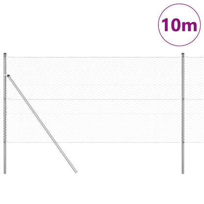 Zaun mit Pfosten Silber 1,2 x 10 m PVC-beschichteter Stahl