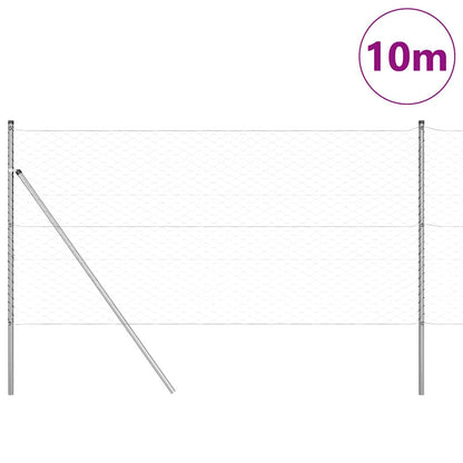 Zaun mit Pfosten Silber 1,4 x 10 m PVC-beschichteter Stahl