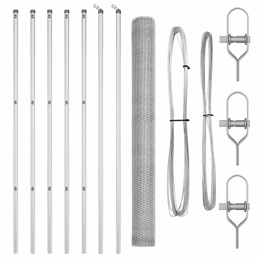 Zaun mit Pfosten Silber 1,6 x 10 m PVC-beschichteter Stahl