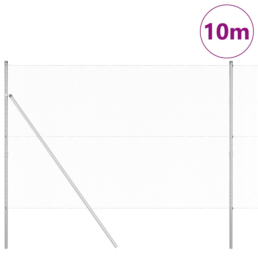 Zaun mit Pfosten Silber 1,6 x 10 m PVC-beschichteter Stahl