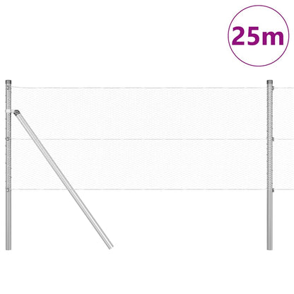 Zaun mit Pfosten Silber 0,6 x 25 m PVC-beschichteter Stahl