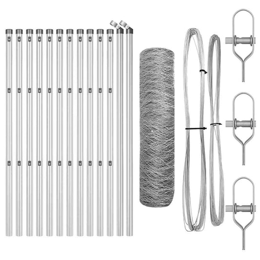 Zaun mit Pfosten Silber 0,8 x 25 m PVC-beschichteter Stahl
