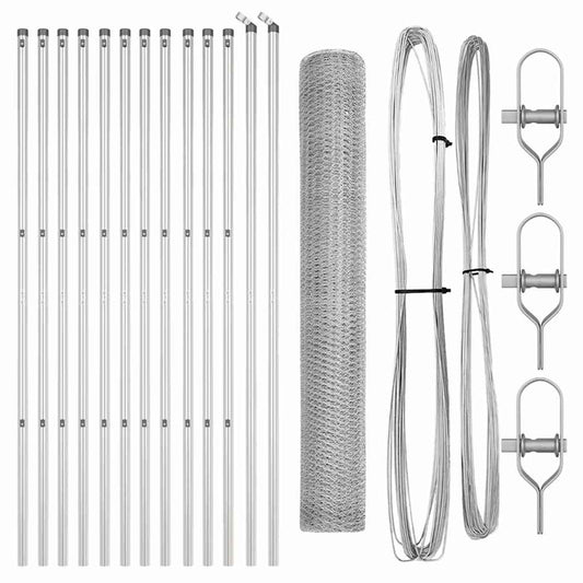 Zaun mit Pfosten Silber 1,2 x 25 m PVC-beschichteter Stahl