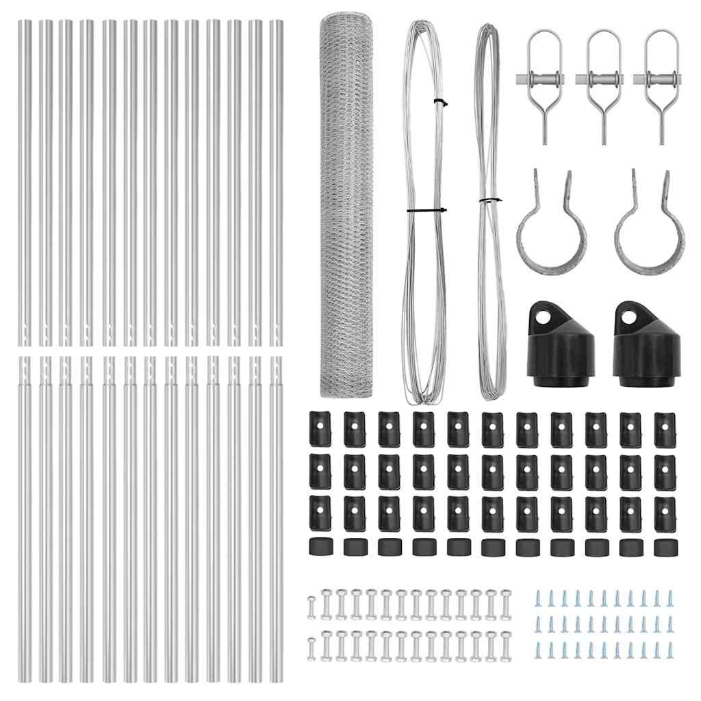 Zaun mit Pfosten Silber 1,4 x 25 m PVC-beschichteter Stahl