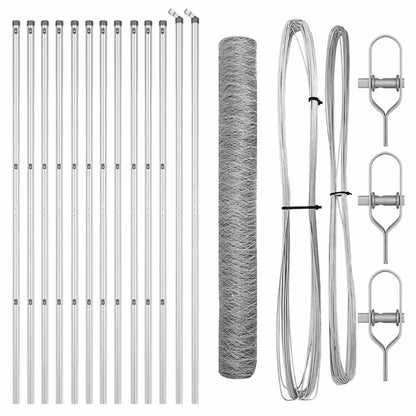 Zaun mit Pfosten Silber 1,4 x 25 m PVC-beschichteter Stahl