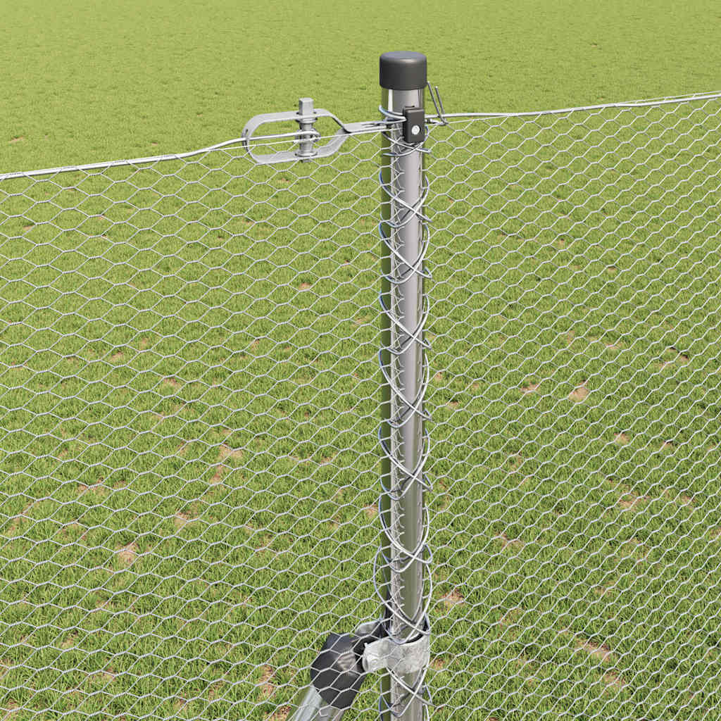 Zaun mit Pfosten Silber 1,5 x 25 m PVC-beschichteter Stahl