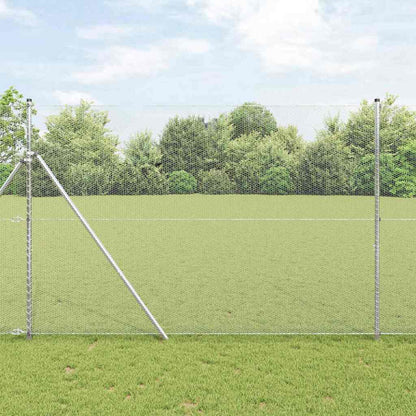 Zaun mit Pfosten Silber 1.5 x 25 m PVC-beschichteter Stahl