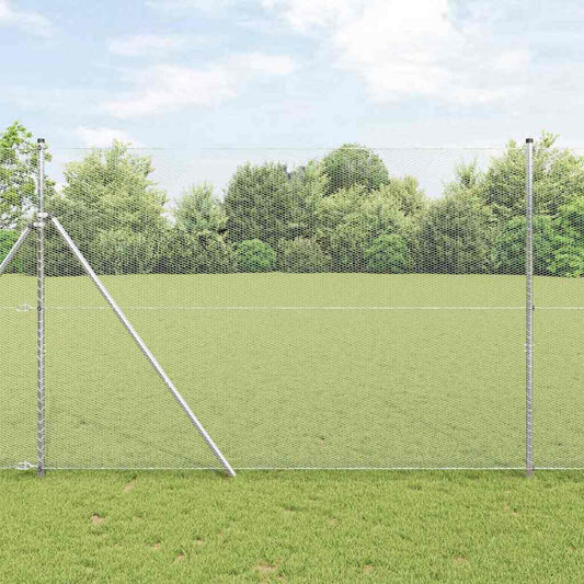 Zaun mit Pfosten Silber 1.5 x 25 m PVC-beschichteter Stahl