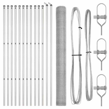 Zaun mit Pfosten Silber 1.5 x 25 m PVC-beschichteter Stahl