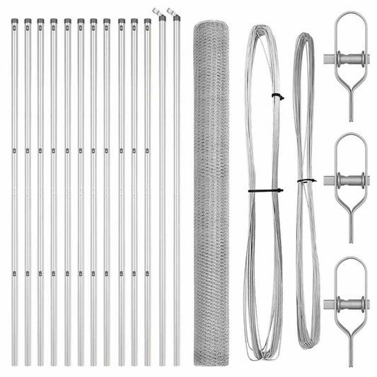 Zaun mit Pfosten Silber 1.5 x 25 m PVC-beschichteter Stahl