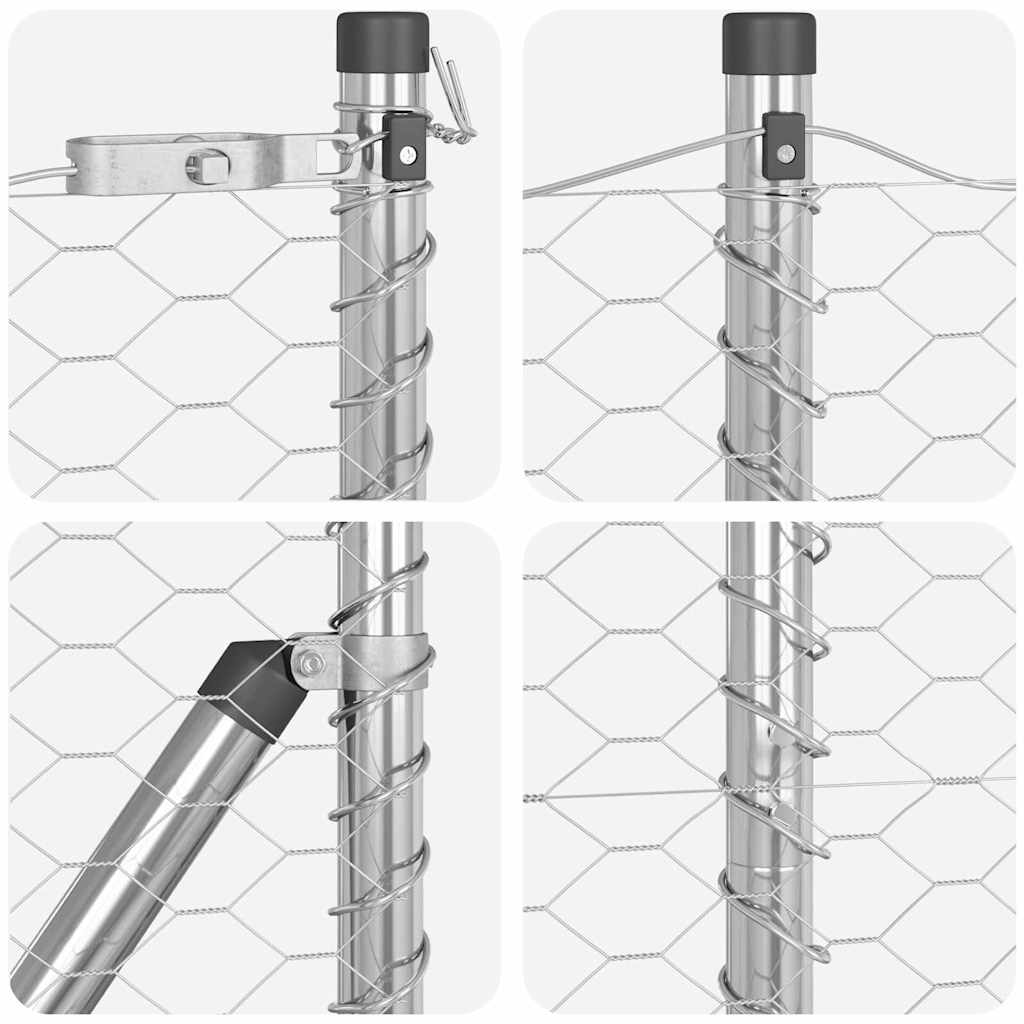Zaun mit Pfosten Silber 1.5 x 25 m PVC-beschichteter Stahl