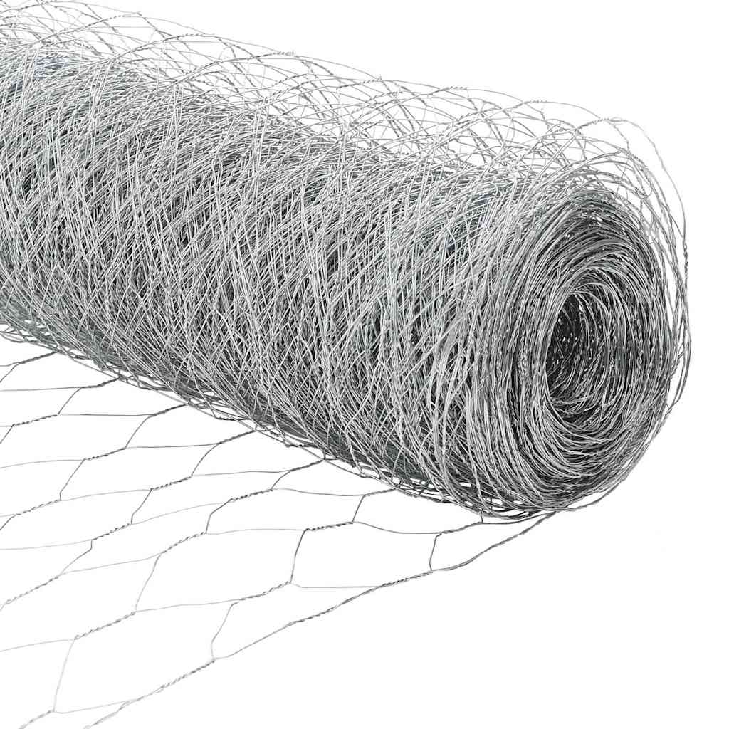 Zaun mit Pfosten Silber 1.5 x 25 m PVC-beschichteter Stahl