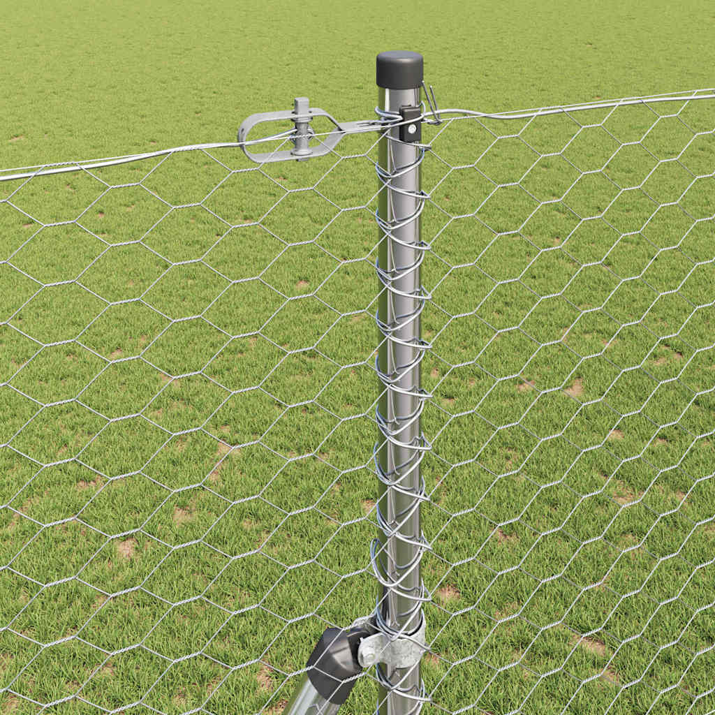 Zaun mit Pfosten Silber 1,5 x 25 m PVC-beschichteter Stahl