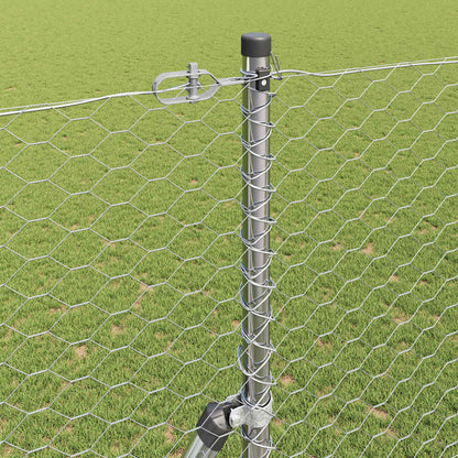 Zaun mit Pfosten Silber 1,5 x 25 m PVC-beschichteter Stahl