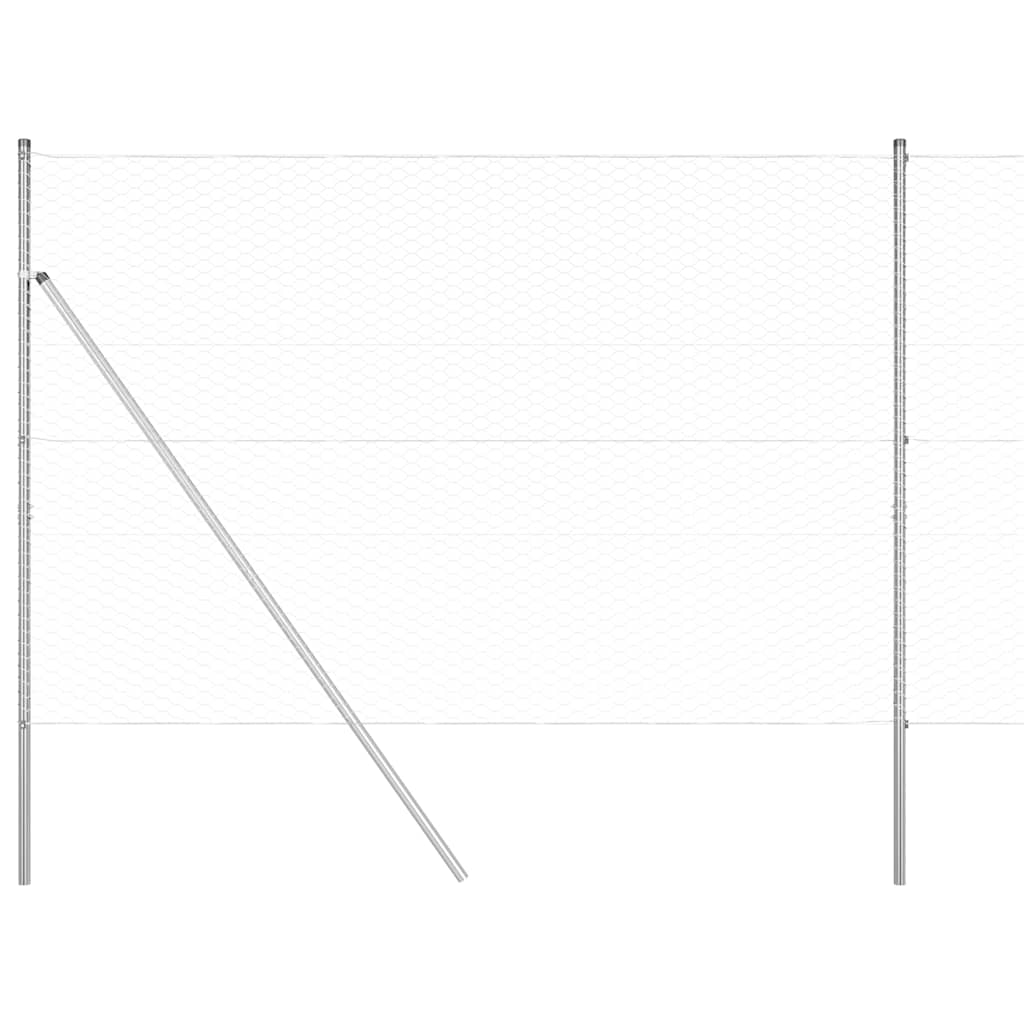 Zaun mit Pfosten Silber 1.5 x 25 m PVC-beschichteter Stahl