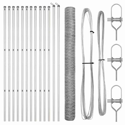 Zaun mit Pfosten Silber 1.5 x 25 m PVC-beschichteter Stahl