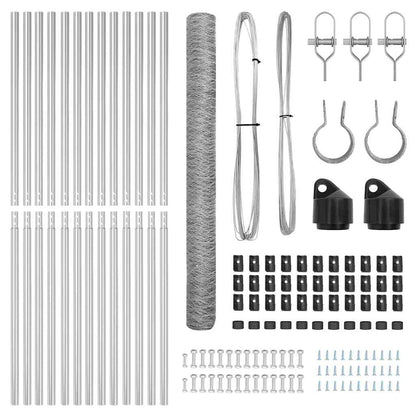 Zaun mit Pfosten Silber 1.5 x 25 m PVC-beschichteter Stahl