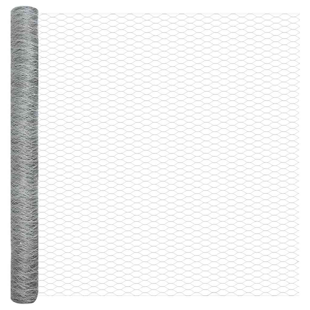 Zaun mit Pfosten Silber 1.5 x 25 m PVC-beschichteter Stahl
