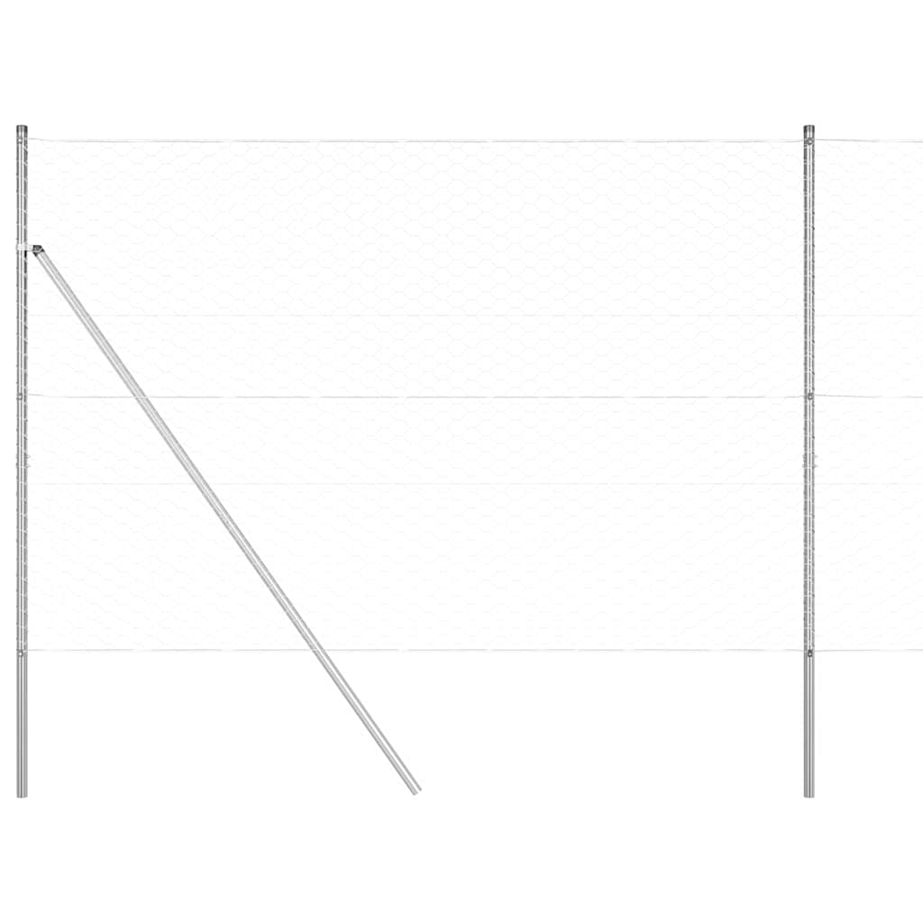 Zaun mit Pfosten Silber 1.5 x 25 m PVC-beschichteter Stahl