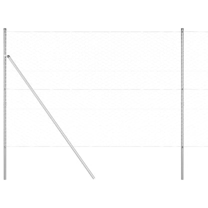 Zaun mit Pfosten Silber 1.5 x 25 m PVC-beschichteter Stahl