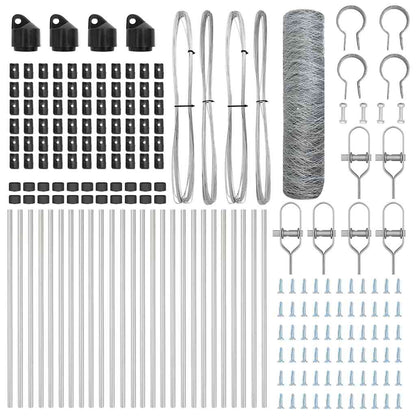 Zaun mit Pfosten Silber 0.4 x 50 m PVC-beschichteter Stahl