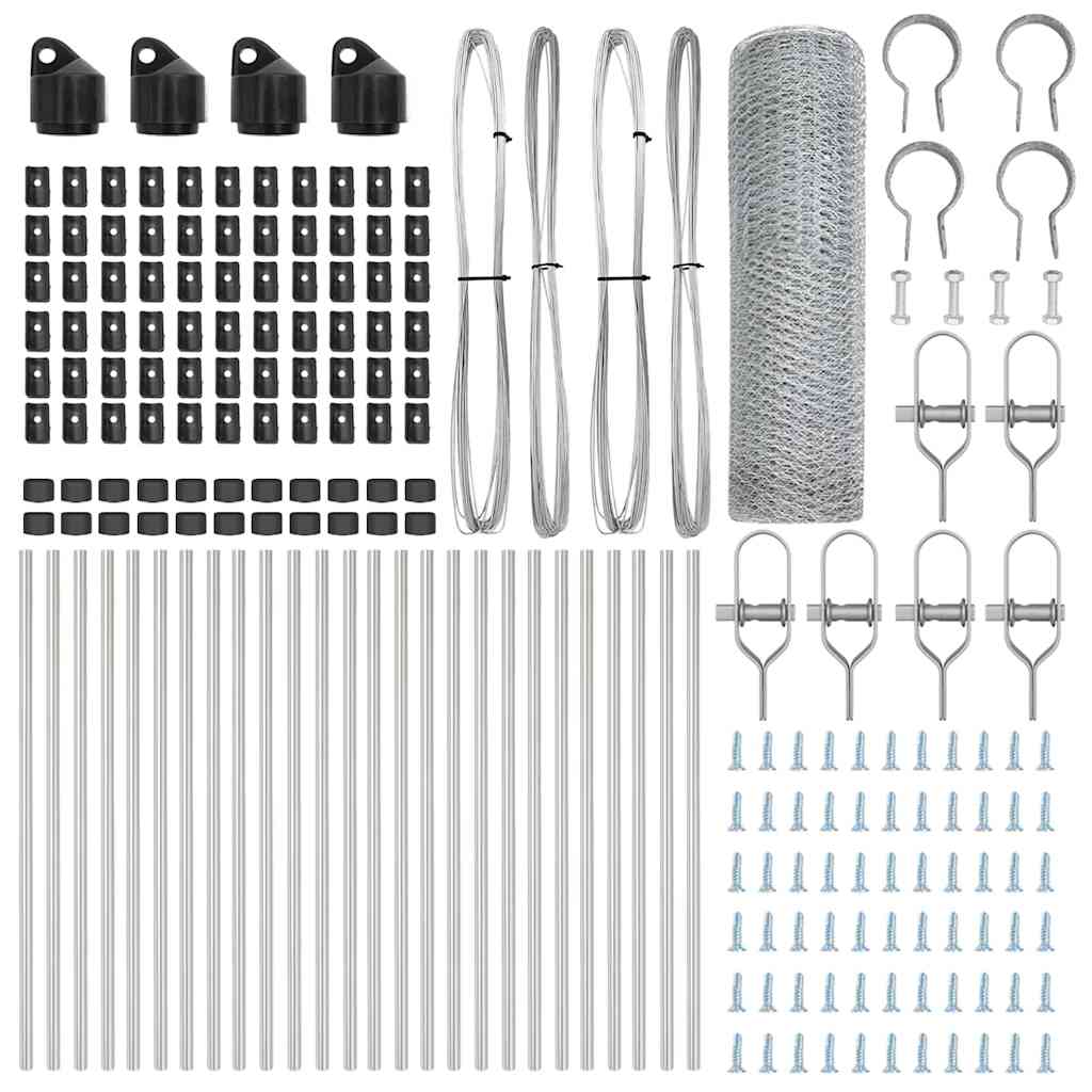 Zaun mit Pfosten Silber 0,6 x 50 m PVC-beschichteter Stahl