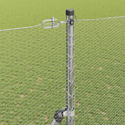 Zaun mit Pfosten Silber 1,5 x 50 m PVC-beschichteter Stahl