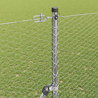 Zaun mit Pfosten Silber 1,6 x 50 m PVC-beschichteter Stahl
