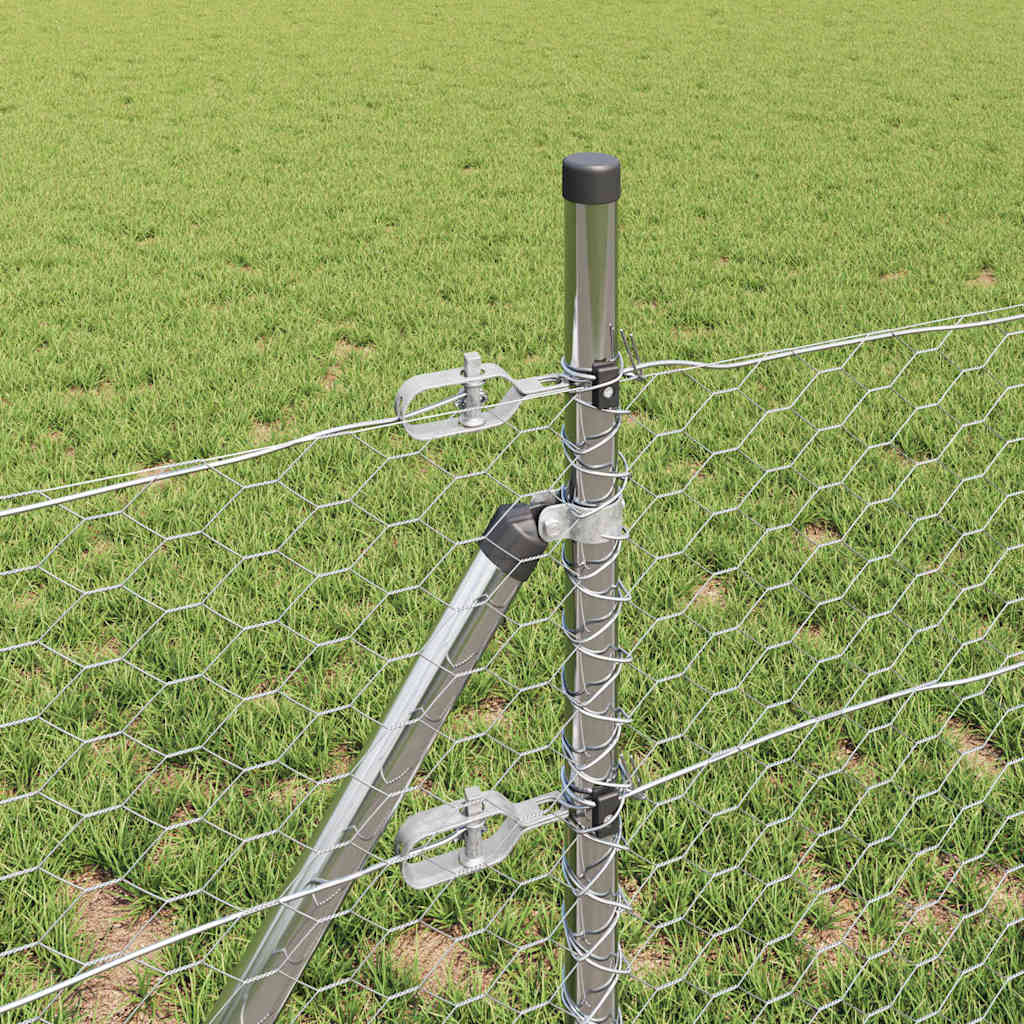 Zaun mit Pfosten Silber 0,4 x 100 m PVC-beschichteter Stahl