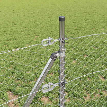 Zaun mit Pfosten Silber 0,4 x 100 m PVC-beschichteter Stahl