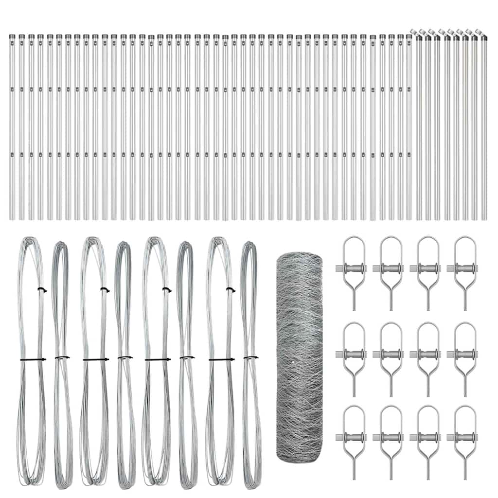 Zaun mit Pfosten Silber 0,4 x 100 m PVC-beschichteter Stahl