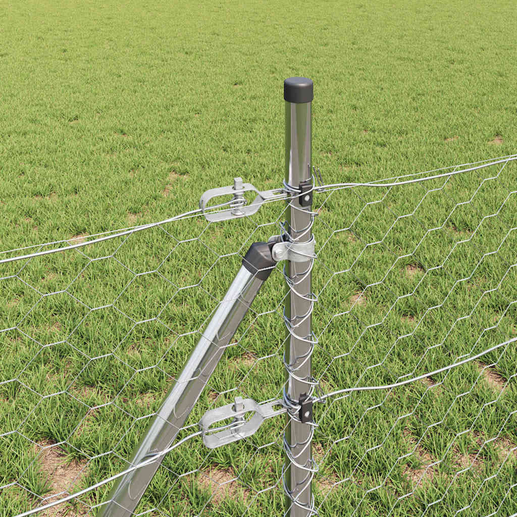Zaun mit Pfosten Silber 0,5 x 100 m PVC-beschichteter Stahl
