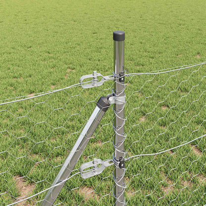 Zaun mit Pfosten Silber 0,5 x 100 m PVC-beschichteter Stahl
