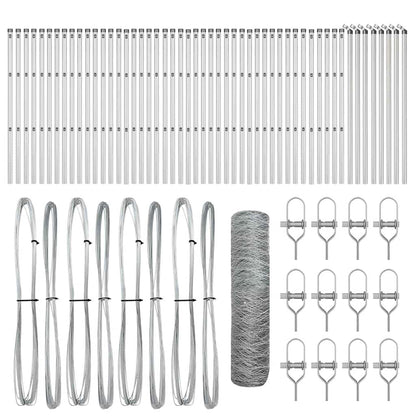 Zaun mit Pfosten Silber 0,5 x 100 m PVC-beschichteter Stahl