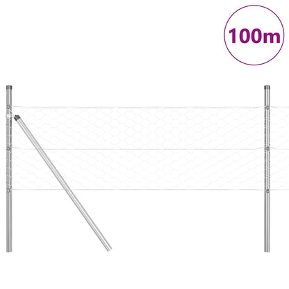 Zaun mit Pfosten Silber 0,5 x 100 m PVC-beschichteter Stahl