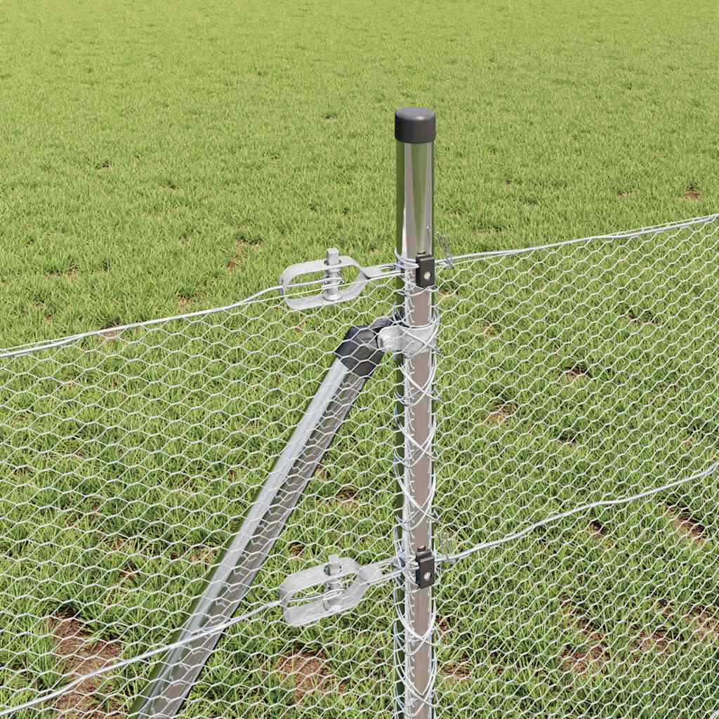 Zaun mit Pfosten Silber 0,8 x 100 m PVC-beschichteter Stahl