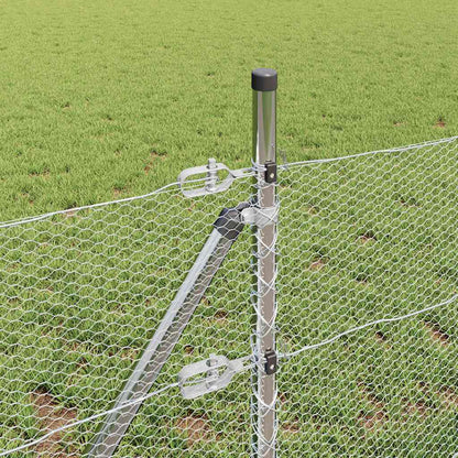 Zaun mit Pfosten Silber 0,8 x 100 m PVC-beschichteter Stahl