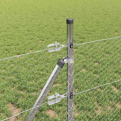 Zaun mit Pfosten Silber 0,8 x 100 m PVC-beschichteter Stahl