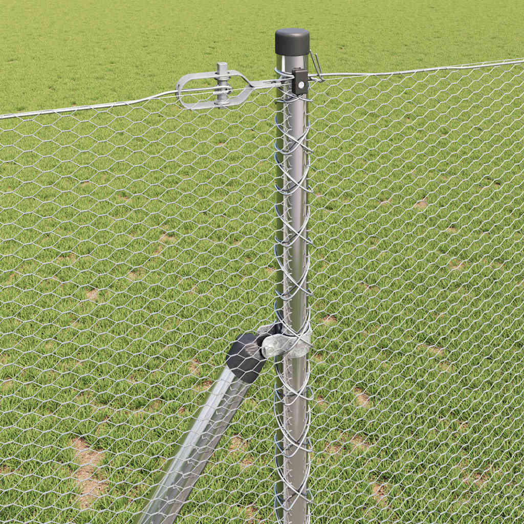 Zaun mit Pfosten Silber 1 x 100 m PVC-beschichteter Stahl